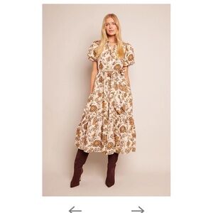 Cara Cara Mardi Midi Shirtdress in Turtledove Vine Blooms Size M